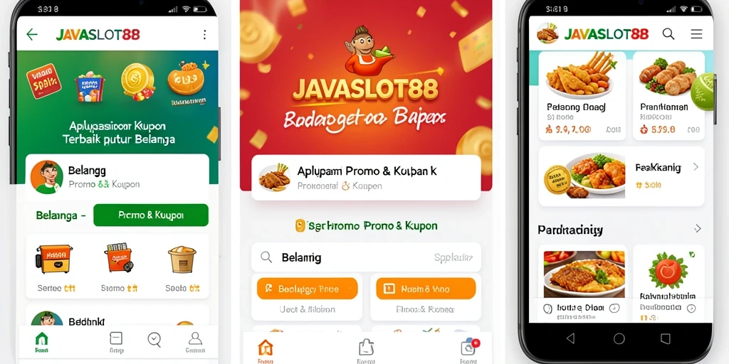 Antarmuka aplikasi JAVASLOT88 dengan berbagai promo menarik.