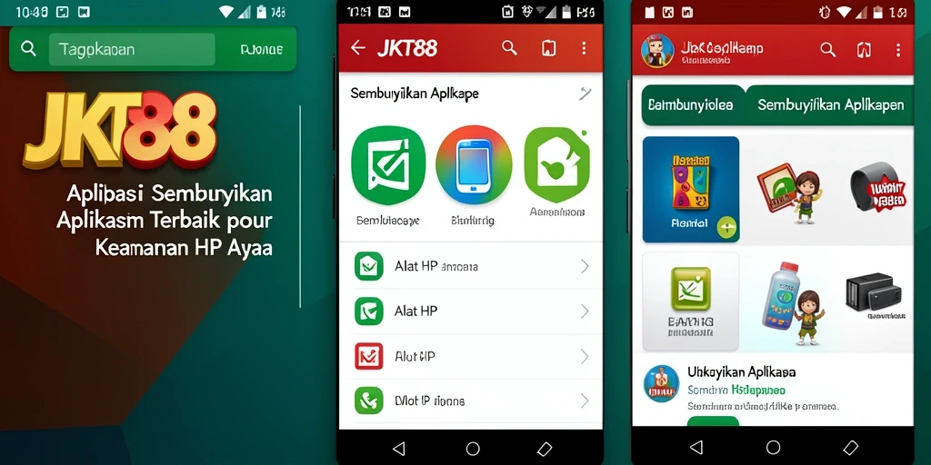 Antarmuka JKT88 dengan fitur Sembunyikan Aplikasi yang intuitif.