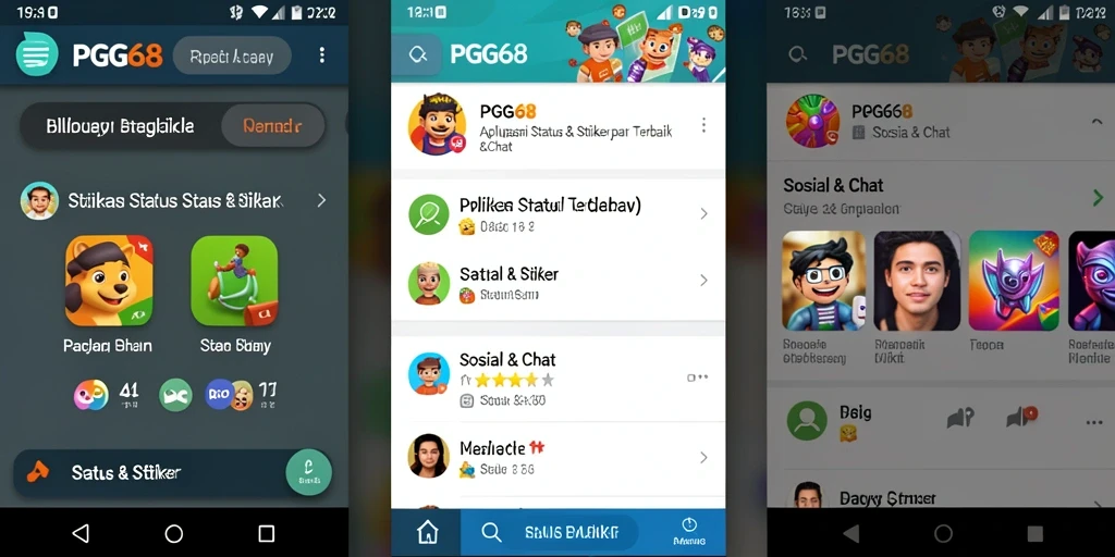 Tampilan antarmuka PGG68 dengan koleksi stiker menarik.