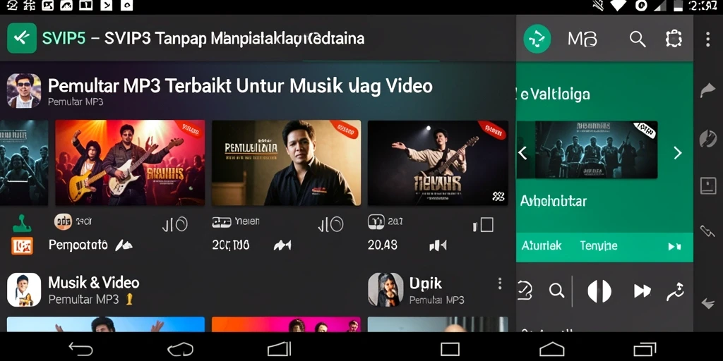Screenshot utama SVIP5 menunjukkan antarmuka Pemutar MP3 yang menarik.