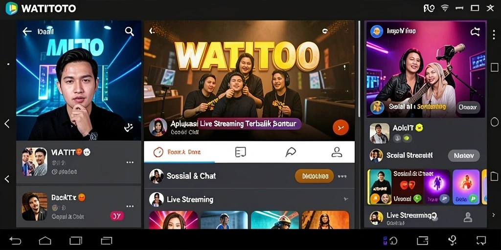 Antarmuka WATITOTO menampilkan streaming langsung dengan chat interaktif.